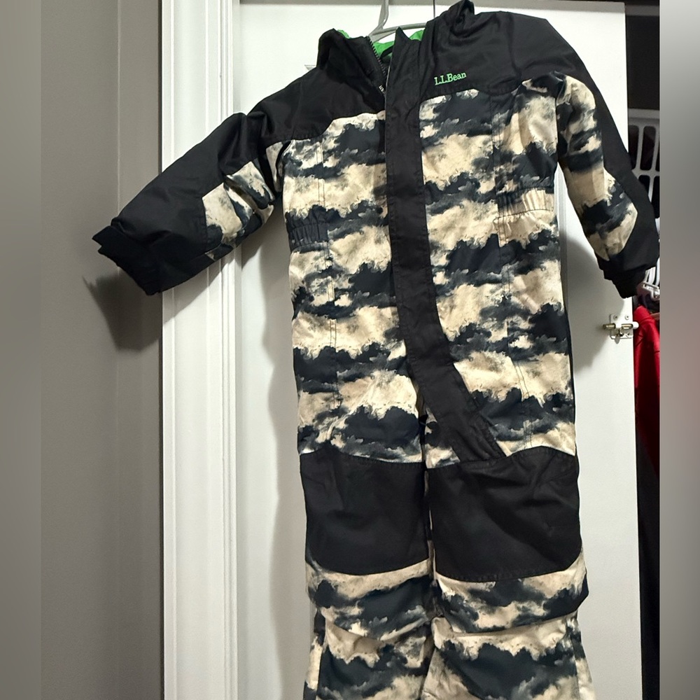 L.L. Bean Kids' Black and Cream Camo Snowsuit
